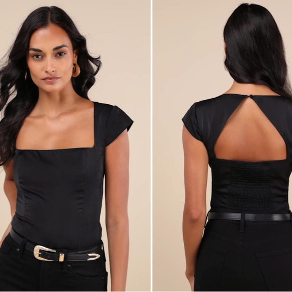 LULU's Sexy Romantic Chic Satin Office Strapless Date Night Party Bodysuit - Picture 5 of 5